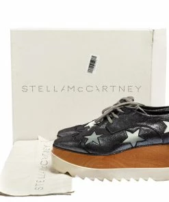 Discount 😍 Stella McCartney Metallic Grey Faux Suede Elyse Star Platform Derby Size 38.5 For 👩 Women 🛒 -Stella McCartney Shop luxury women stella mccartney used shoes p521846 008