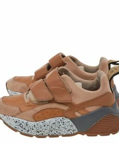 Budget 🧨 Stella McCartney Brown Faux Leather And Faux Suede Eclypse Velcro Strap 👟 Sneakers Size 37 For 👩 Women ⌛ -Stella McCartney Shop luxury women stella mccartney used shoes p525846 002