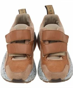 Budget 🧨 Stella McCartney Brown Faux Leather And Faux Suede Eclypse Velcro Strap 👟 Sneakers Size 37 For 👩 Women ⌛ -Stella McCartney Shop luxury women stella mccartney used shoes p525846 004