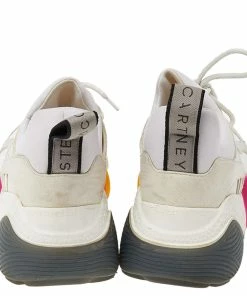 Hot Sale ⌛ Stella McCartney White/Grey Faux Leather Eclypse Low Top 👟 Sneakers Size 38 For 👩 Women ✔️ -Stella McCartney Shop luxury women stella mccartney used shoes p526722 009