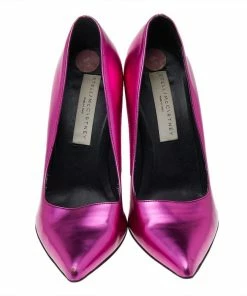 Top 10 🌟 Stella McCartney Metallic Pink Faux Leather Block Heel Pointed-Toe Pumps Size 36 For 👩 Women ❤️ -Stella McCartney Shop luxury women stella mccartney used shoes p527901 1635915319 004