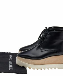 Budget 😍 Stella McCartney Black Faux Leather Platform Lace Up Ankle 🥾 Boots Size 38 For 👩 Women ✨ -Stella McCartney Shop luxury women stella mccartney used shoes p532796 006