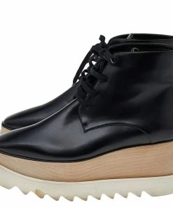 Budget 😍 Stella McCartney Black Faux Leather Platform Lace Up Ankle 🥾 Boots Size 38 For 👩 Women ✨ -Stella McCartney Shop luxury women stella mccartney used shoes p532796 007