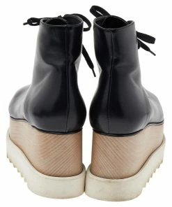 Budget 😍 Stella McCartney Black Faux Leather Platform Lace Up Ankle 🥾 Boots Size 38 For 👩 Women ✨ -Stella McCartney Shop luxury women stella mccartney used shoes p532796 008