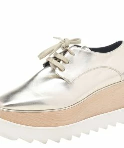 Deals ✔️ Stella McCartney Gold Faux Leather Elyse Platform Derby Size 36 For 👩 Women 🔥