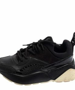 Outlet 🔥 Stella McCartney Black Faux Leather And Faux Croc Leather 👟 Sneakers Size 38 For 👩 Women 😍 -Stella McCartney Shop luxury women stella mccartney used shoes p543627 003