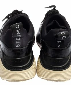 Outlet 🔥 Stella McCartney Black Faux Leather And Faux Croc Leather 👟 Sneakers Size 38 For 👩 Women 😍 -Stella McCartney Shop luxury women stella mccartney used shoes p543627 005