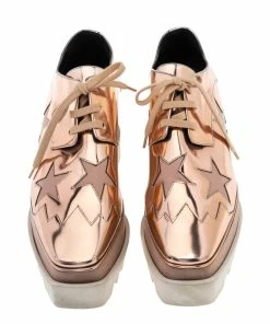 Best Pirce ⭐ Stella McCartney Gold Faux Leather Elyse Platform 👟 Sneakers Size 39 For 👩 Women 👏 -Stella McCartney Shop luxury women stella mccartney used shoes p551166 002