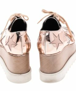 Best Pirce ⭐ Stella McCartney Gold Faux Leather Elyse Platform 👟 Sneakers Size 39 For 👩 Women 👏 -Stella McCartney Shop luxury women stella mccartney used shoes p551166 003