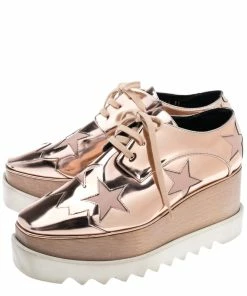 Best Pirce ⭐ Stella McCartney Gold Faux Leather Elyse Platform 👟 Sneakers Size 39 For 👩 Women 👏 -Stella McCartney Shop luxury women stella mccartney used shoes p551166 006