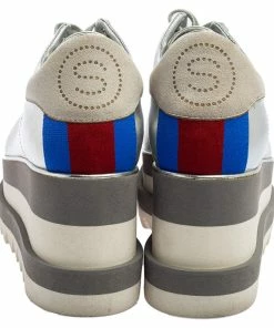 Brand new 😉 Stella McCartney Silver Faux Leather Elyse Platform Derby 👟 Sneakers Size 37 For 👩 Women 🌟 -Stella McCartney Shop luxury women stella mccartney used shoes p551586 004