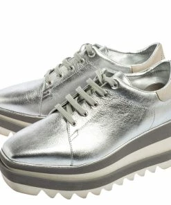 Brand new 😉 Stella McCartney Silver Faux Leather Elyse Platform Derby 👟 Sneakers Size 37 For 👩 Women 🌟 -Stella McCartney Shop luxury women stella mccartney used shoes p551586 007