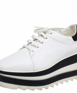 Buy 🔔 Stella McCartney White Faux Leather Elyse Platform Derby Size 37 For 👩 Women 😍