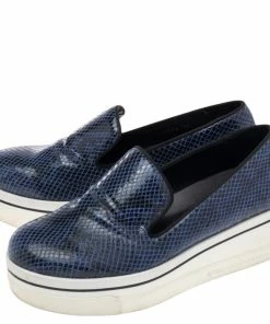 Best Sale 😍 Stella McCartney Blue Faux Snakeskin Embossed Leather Platform Binx 👟 Sneakers Size 37 For 👩 Women ✔️ -Stella McCartney Shop luxury women stella mccartney used shoes p554641 003