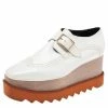 Outlet ⌛ Stella McCartney White Brogue Faux Leather Elyse Monk Platform Derby Size 37 For 👩 Women ✨ -Stella McCartney Shop luxury women stella mccartney used shoes p555236 003