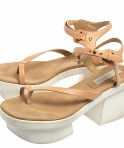 Best deal 🥰 Stella McCartney Peach Faux Leather Altea Platform 🩴 Sandals Size 41 For 👩 Women ⌛ -Stella McCartney Shop luxury women stella mccartney used shoes p556093 005