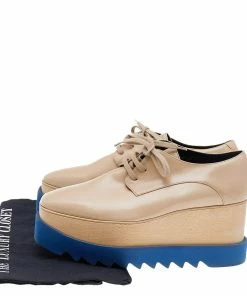 Brand new ⌛ Stella McCartney Beige Faux Leather Elyse Platform Lace Up Derby Size 39 For 👩 Women ❤️ -Stella McCartney Shop luxury women stella mccartney used shoes p556842 001