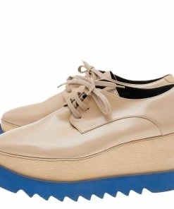 Brand new ⌛ Stella McCartney Beige Faux Leather Elyse Platform Lace Up Derby Size 39 For 👩 Women ❤️ -Stella McCartney Shop luxury women stella mccartney used shoes p556842 002
