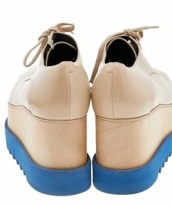 Brand new ⌛ Stella McCartney Beige Faux Leather Elyse Platform Lace Up Derby Size 39 For 👩 Women ❤️ -Stella McCartney Shop luxury women stella mccartney used shoes p556842 003