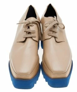 Brand new ⌛ Stella McCartney Beige Faux Leather Elyse Platform Lace Up Derby Size 39 For 👩 Women ❤️ -Stella McCartney Shop luxury women stella mccartney used shoes p556842 004
