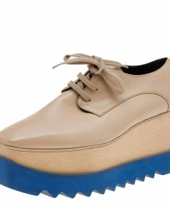 Brand new ⌛ Stella McCartney Beige Faux Leather Elyse Platform Lace Up Derby Size 39 For 👩 Women ❤️
