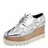 Outlet 😍 Stella McCartney Silver/White Faux Patent And Leather Elyse Star Platform Lace Up 👟 Sneakers Size 38 For 👩 Women ✔️ -Stella McCartney Shop luxury women stella mccartney used shoes p556925 003