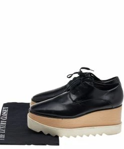 Promo 😉 Stella McCartney Black Faux Leather Elyse Platform Derby Size 37.5 For 👩 Women 🌟 -Stella McCartney Shop luxury women stella mccartney used shoes p557394 001