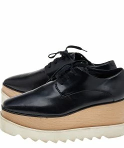 Promo 😉 Stella McCartney Black Faux Leather Elyse Platform Derby Size 37.5 For 👩 Women 🌟 -Stella McCartney Shop luxury women stella mccartney used shoes p557394 002