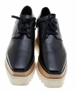 Promo 😉 Stella McCartney Black Faux Leather Elyse Platform Derby Size 37.5 For 👩 Women 🌟 -Stella McCartney Shop luxury women stella mccartney used shoes p557394 004