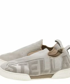 Wholesale 👏 Stella McCartney Grey Faux Suede And Velvet Logo Embossed Slip On 👟 Sneakers Size 40 For 👩 Women 💯 -Stella McCartney Shop luxury women stella mccartney used shoes p557720 002