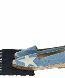 Flash Sale 🎉 Stella McCartney Blue/White Star Print Denim Rocio Espadrille Flats Size 40 For 👩 Women ⌛ -Stella McCartney Shop luxury women stella mccartney used shoes p559985 001