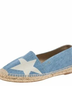 Flash Sale 🎉 Stella McCartney Blue/White Star Print Denim Rocio Espadrille Flats Size 40 For 👩 Women ⌛
