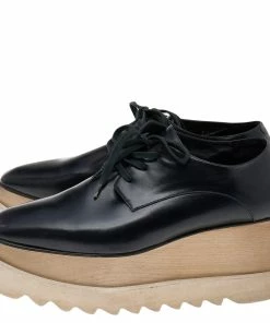 Budget ✨ Stella McCartney Black Faux Leather Elyse Platform Derby Size 39 For 👩 Women 👏 -Stella McCartney Shop luxury women stella mccartney used shoes p565186 003