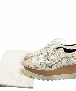 New 🔥 Stella McCartney White Lace Elyse Platform Lace Up 👟 Sneakers Size 37.5 For 👩 Women 😉 -Stella McCartney Shop luxury women stella mccartney used shoes p567957 002