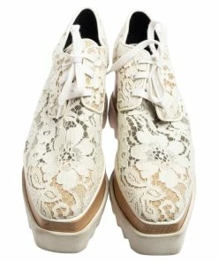 New 🔥 Stella McCartney White Lace Elyse Platform Lace Up 👟 Sneakers Size 37.5 For 👩 Women 😉 -Stella McCartney Shop luxury women stella mccartney used shoes p567957 003