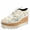 New 🔥 Stella McCartney White Lace Elyse Platform Lace Up 👟 Sneakers Size 37.5 For 👩 Women 😉
