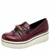 Promo 👏 Stella McCartney Burgundy Faux Leather Chain Link Platform Slip On Loafers Size 39 For 👩 Women ⭐ -Stella McCartney Shop luxury women stella mccartney used shoes p571223 006
