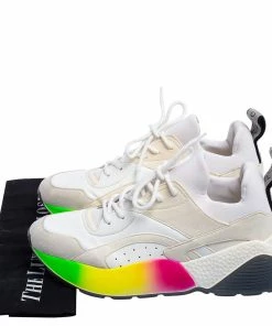 Hot Sale 🤩 Stella McCartney White Faux Leather And Faux Suede Eclypse Low-Top 👟 Sneakers Size 39 For 👩 Women 🎁 -Stella McCartney Shop luxury women stella mccartney used shoes p571464 004