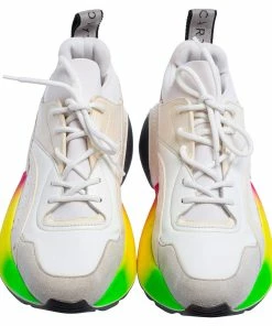 Hot Sale 🤩 Stella McCartney White Faux Leather And Faux Suede Eclypse Low-Top 👟 Sneakers Size 39 For 👩 Women 🎁 -Stella McCartney Shop luxury women stella mccartney used shoes p571464 005