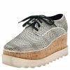 Coupon ✨ Stella McCartney Monochrome Woven Faux Leather Elyse Star Platform Lace Up Derby Size 36.5 For 👩 Women 🎉