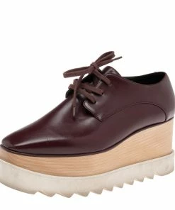 Best reviews of 🥰 Stella McCartney Burgundy Faux Leather Elyse Platform 👟 Sneakers Size 39 For 👩 Women 🛒