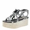 Hot Sale 😀 Stella McCartney Metallic Grey Faux Leather Hackney Platform 🩴 Sandals Size 36 For 👩 Women ❤️ -Stella McCartney Shop luxury women stella mccartney used shoes p578161 006
