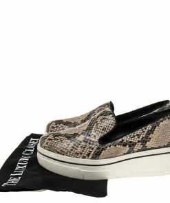 Brand new 🔔 Stella McCartney Beige/Black Python Embossed Leather Platform 👟 Sneakers Size 37 For 👩 Women ✨ -Stella McCartney Shop luxury women stella mccartney used shoes p582568 007