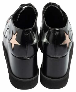 Best Pirce ✨ Stella McCartney Black Faux Leather Elyse Star Platform Lace Up 👟 Sneakers Size 39 For 👩 Women 🔔 -Stella McCartney Shop luxury women stella mccartney used shoes p582828 008