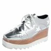 Flash Sale 😉 Stella McCartney Silver Faux Patent And Faux Leather Elyse Star Platform 👟 Sneakers Size 38.5 For 👩 Women 🥰 -Stella McCartney Shop luxury women stella mccartney used shoes p586124 005