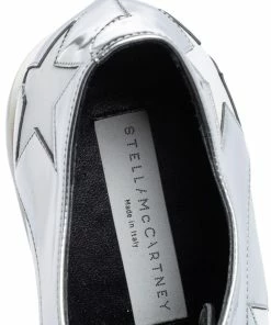 Flash Sale 😉 Stella McCartney Silver Faux Patent And Faux Leather Elyse Star Platform 👟 Sneakers Size 38.5 For 👩 Women 🥰 -Stella McCartney Shop luxury women stella mccartney used shoes p586124 007