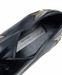 Discount 😍 Stella McCartney Black/Gold Faux Leather Elyse Star Platform Derby Size 39 For 👩 Women ✨ -Stella McCartney Shop luxury women stella mccartney used shoes p592631 002