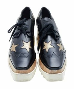 Discount 😍 Stella McCartney Black/Gold Faux Leather Elyse Star Platform Derby Size 39 For 👩 Women ✨ -Stella McCartney Shop luxury women stella mccartney used shoes p592631 004