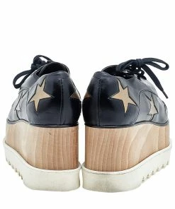 Discount 😍 Stella McCartney Black/Gold Faux Leather Elyse Star Platform Derby Size 39 For 👩 Women ✨ -Stella McCartney Shop luxury women stella mccartney used shoes p592631 005