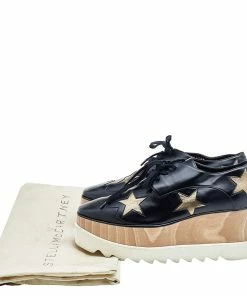 Discount 😍 Stella McCartney Black/Gold Faux Leather Elyse Star Platform Derby Size 39 For 👩 Women ✨ -Stella McCartney Shop luxury women stella mccartney used shoes p592631 008